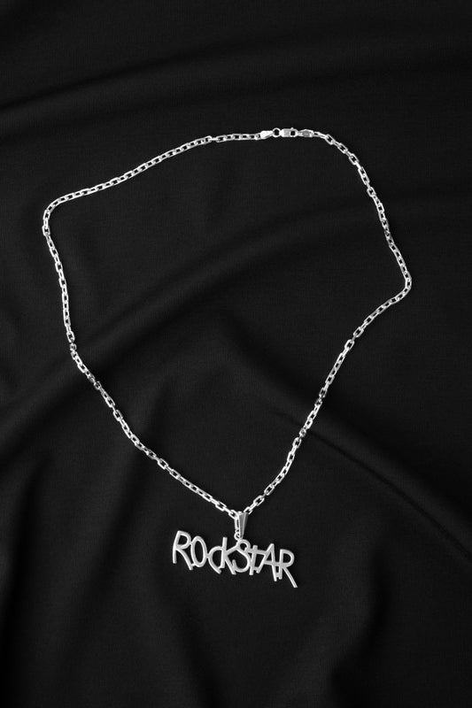 SREBRNY ŁAŃCUSZEK Z ZAWIESZKĄ ROCKSTAR